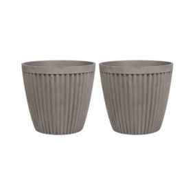 Lot de 2 pots de fleurs taupe 44 cm POKA