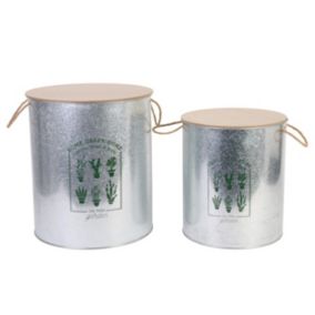 Lot de 2 Poubelles en Métal "Little Market" 35cm Gris