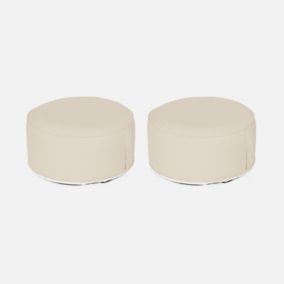 Lot de 2 poufs gonflables et déhoussables beiges. intérieur ou extérieur. résistant à l'eau et aux UV avec poignée de transport