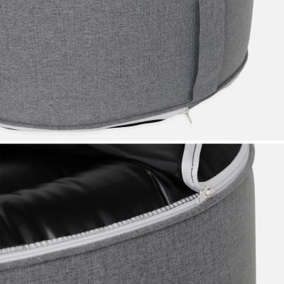 Lot de 2 poufs gonflables et déhoussables gris. intérieur ou extérieur. résistant à l'eau et aux UV avec poignée de transport