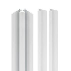 Lot de 2 profilés de finition + 1 profilé d'angle intérieur pour panneaux muraux Schulte DécoDesign, blanc