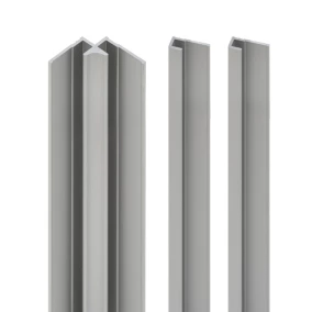 Lot de 2 profilés de fintion + 1 profilé d'angle intérieur H.255 x l.2,3 cm, aluminium, argent, Schulte Deco Design