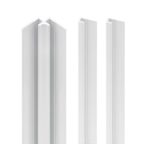 Lot de 2 profilés de fintion + 1 profilé d'angle intérieur H.255 x l.2,3 cm, aluminium, blanc brillant, Schulte Deco Design