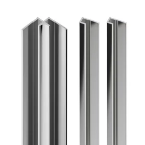 Lot de 2 profilés de fintion + 1 profilé d'angle intérieur H.255 x l.2,3 cm, aluminium, chrome, Schulte Deco Design