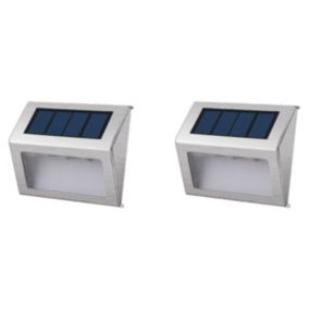 Lot de 2 projecteurs solaires WALLY W8 Blanc Acier H10cm