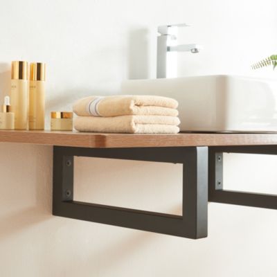 Lot de 2 équerres d'étagère Hawangen acier 45 x 20 cm noir en.casa