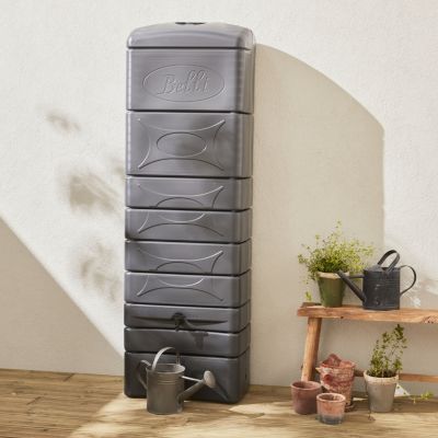 Lot de 2 récupérateurs d'eau. mural Chastang 300L Anthracite avec kit raccord chéneau inclus