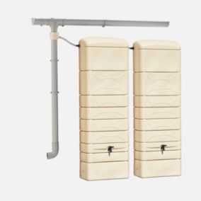 Lot de 2 récupérateurs d'eau. mural Chastang 300L Beige avec kit raccord chéneau inclus