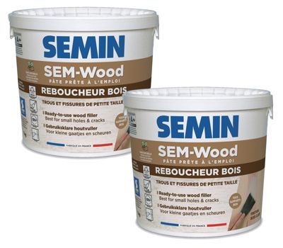 Lot de 2 Reboucheurs Bois - Semin - Intérieur/extérieur - Seau de 1 kg