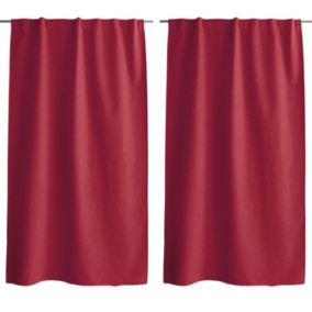 Lot de 2 Rideaux, 100% Occultant, 140x240cm, Rouge, Pattes Cachées, Collection Eclipse, CMADECO