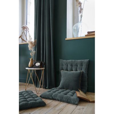 Lot de 2 rideaux ajustables + 8 anneaux pince "César" 140 x 270 cm Velours de Coton - César Ardoise