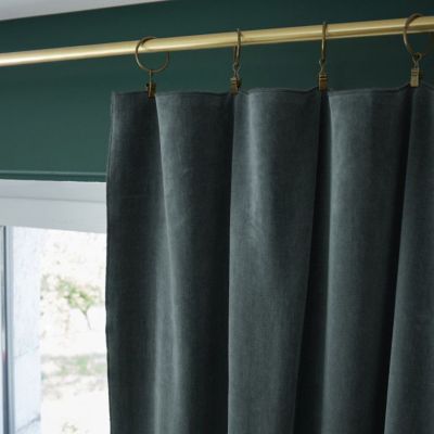 Lot de 2 rideaux ajustables + 8 anneaux pince "César" 140 x 270 cm Velours de Coton - César Ardoise