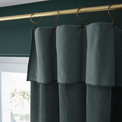 Lot de 2 rideaux ajustables + 8 anneaux pince "César" 140 x 270 cm Velours de Coton - César Ardoise