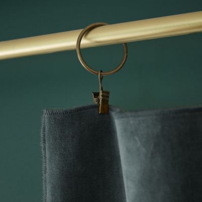 Lot de 2 rideaux ajustables + 8 anneaux pince "César" 140 x 270 cm Velours de Coton - César Ardoise