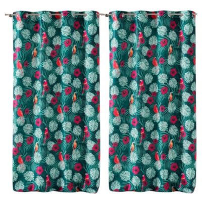 Lot de 2 rideaux Caracas - Bleu 140 x 260  cm - Douceur d'Intérieur - Rideau