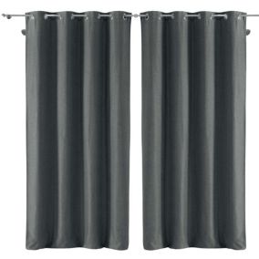 Lot de 2 rideaux Chinea - Anthracite 135 x 240  cm - Douceur d'Intérieur