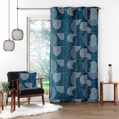 Lot de 2 rideaux Esquisse - Bleu 140 x 260 cm - Douceur d'Intérieur - Rideau  140 x 260