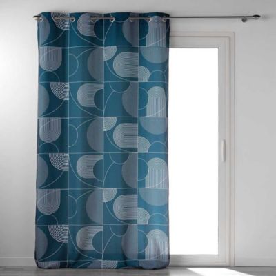 Lot de 2 rideaux Esquisse - Bleu 140 x 260 cm - Douceur d'Intérieur - Rideau  140 x 260