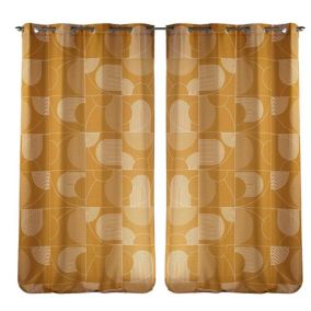 Lot de 2 rideaux Esquisse - Camel  140 x 260 cm - Douceur d'Intérieur - Rideau  140 x 260