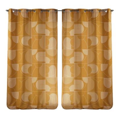 Lot de 2 rideaux Esquisse - Camel  140 x 260 cm - Douceur d'Intérieur