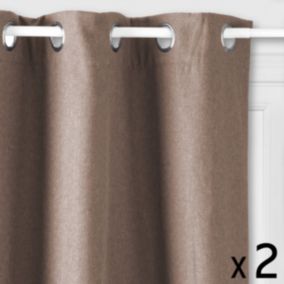 Lot de 2 Rideaux à  œillets Isolant Beige Lin 140 x 260 cm