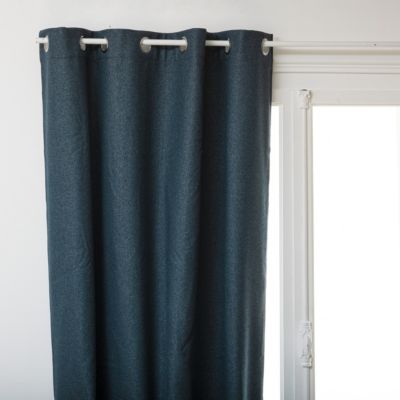 Lot de 2 Rideaux à  œillets isolant et occultant Bleu Egéen 140 x 260 cm