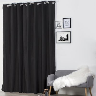 Lot de 2 Rideaux à  œillets isolant Noir  140 x 260 cm