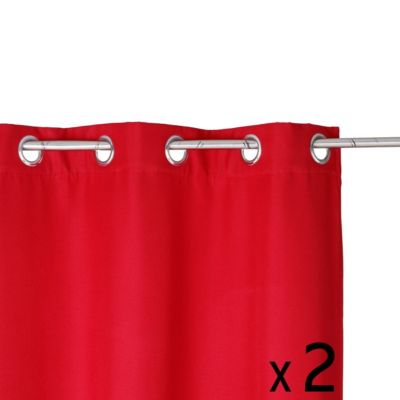 Lot de 2 Rideaux à œillets isolant Rouge 140 x 260 cm