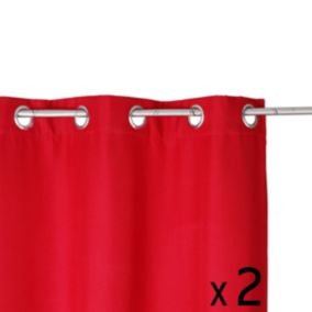 Lot de 2 Rideaux à  œillets isolant Rouge 140 x 260 cm