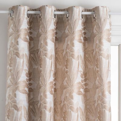 Lot de 2 Rideaux à  œillets Jacquard Beige Lin 140 x 260 cm