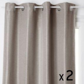 Lot de 2 Rideaux à  œillets Occultant Beige Lin 140 x 260 cm