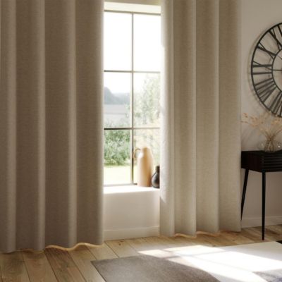 Lot de 2 Rideaux à  œillets Occultant en tissu Beige Lin 140 x 260 cm