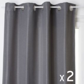 Lot de 2 Rideaux à  œillets Occultant Gris Foncé 140 x 260 cm