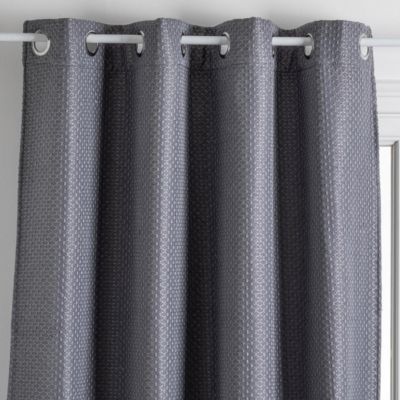 Lot de 2 Rideaux à  œillets Occultant Jacquard Gris 140 x 260 cm