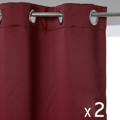Lot de 2 Rideaux à œillets Occultant Rouge 40 x 260 cm