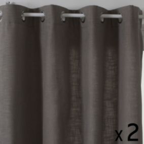 Lot de 2 Rideaux à  œillets Tissu Gris Foncé 140 x 260 cm