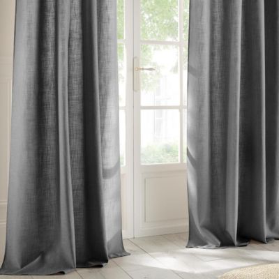 Lot de 2 Rideaux à  œillets Tissu Gris Foncé 140 x 260 cm