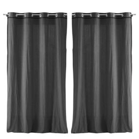 Lot de 2 rideaux Linette - Anthracite  135 x 240 cm - Douceur d'Intérieur - Rideau  135 x 240