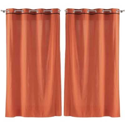 Lot de 2 rideaux Linette - Terracotta 135 x 240 cm - Douceur d'Intérieur - Rideau  135 x 240