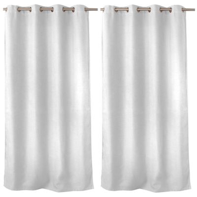 Lot de 2 rideaux obscurcissant thermique avec œillets, blanc glacier, 140x240cm, 100% polyester, collection Floppy, CMADECO