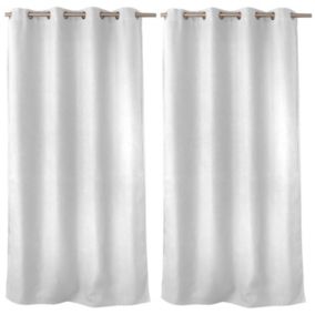 Lot de 2 rideaux obscurcissant thermique avec œillets, blanc glacier, 140x240cm, 100% polyester, collection Floppy, CMADECO