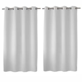 Lot de 2 rideaux occultant avec oeillets, blanc, 140x180cm, 100% polyester, collection Réglisse, CMADECO
