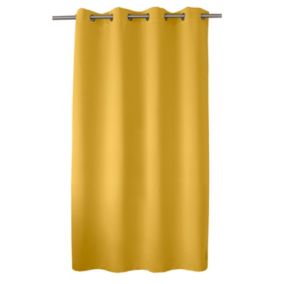 Lot de 2 rideaux occultant avec oeillets, jaune, 140x180cm, 100% polyester, collection Réglisse, CMADECO