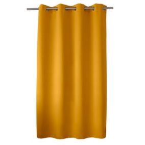 Lot de 2 rideaux occultant avec oeillets, jaune moutarde, 140x180cm, 100% polyester, collection Réglisse, CMADECO