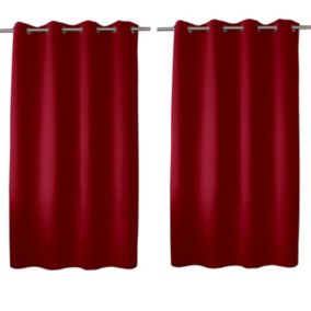 Lot de 2 rideaux occultant avec oeillets, rouge, 140x180cm, 100% polyester, collection Réglisse, CMADECO