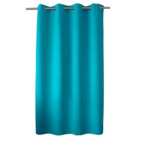 Lot de 2 rideaux occultant avec oeillets, turquoise, 140x180cm, 100% polyester, collection Réglisse, CMADECO