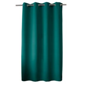 Lot de 2 rideaux occultant avec oeillets, vert émeraude, 140x180cm, 100% polyester, collection Réglisse, CMADECO