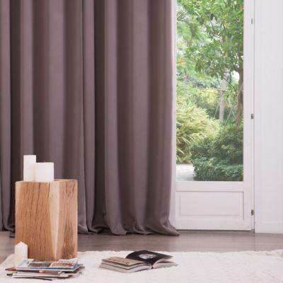 Lot de 2 rideaux occultants gris taupe 135x240cm - Atmosphera Créateur d'intérieur
