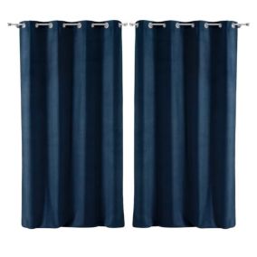 Lot de 2 rideaux Sultane - Bleu 140 x 240 cm - Douceur d'Intérieur - Rideau  140 x 240