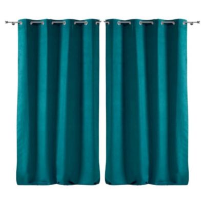 Lot de 2 rideaux Sultane - Pétrole 140 x 240 cm - Douceur d'Intérieur - Rideau Ash Blue 140 x 240